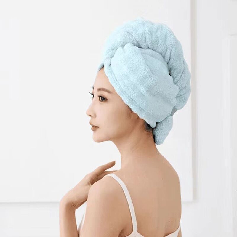 加厚泡泡绒宽尾干发帽家用浴室洗头速干女干发毛巾吸水包头巾浴帽