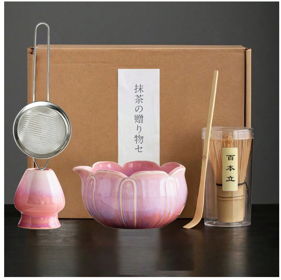 荷花抹茶碗抹茶茶具套装茶筅宋代点茶抹茶工具套装