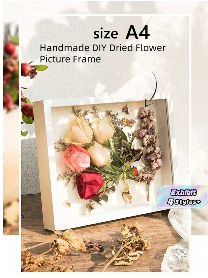 立体中空3CM干花相框摆台创意手工diy衍纸贝壳画框蝴蝶标本装裱框