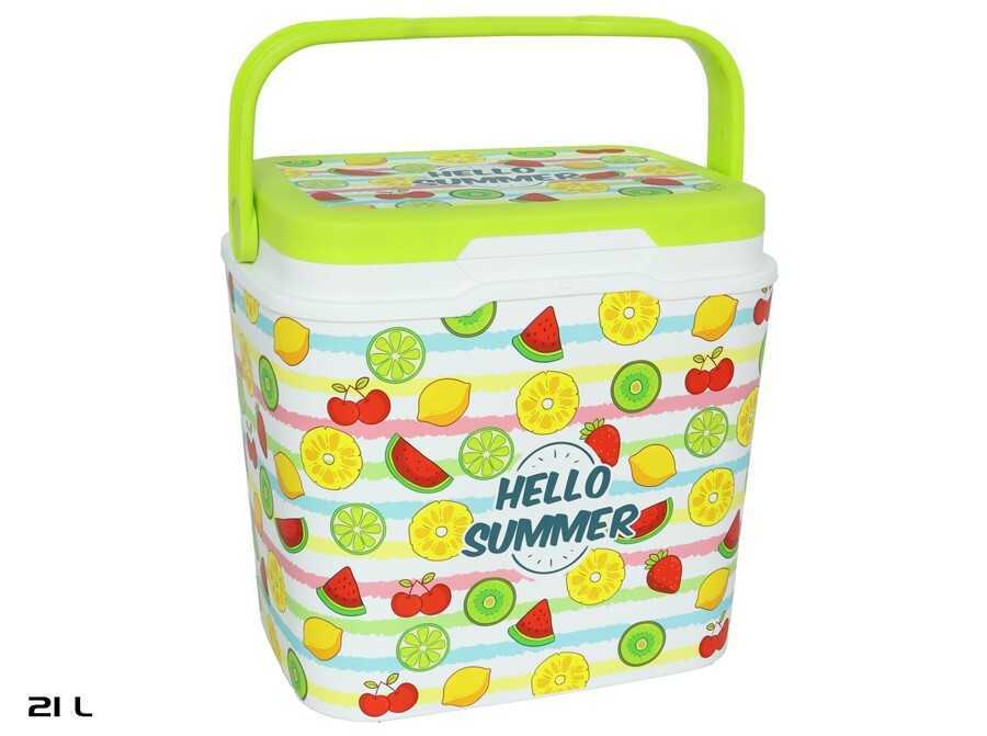  保温箱21L夏日水果风手提保温箱 户外野餐冷藏箱 食品级PP材质保冷箱