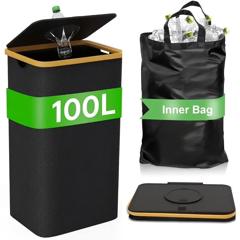 600D Oxford cloth foldable waste bottle collection bag 100L large capacity washable tear resistant household plastic bottle recycling storage bag
