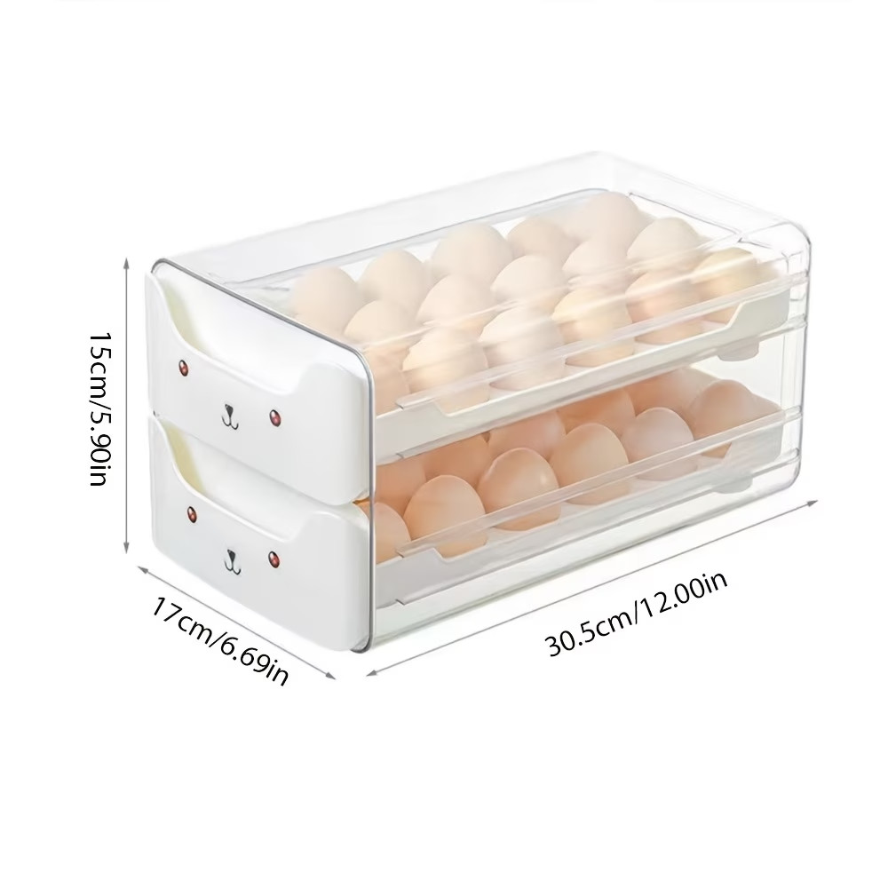 Double-layer stackable egg storage box, transparent plastic egg tray, can store 36 eggs