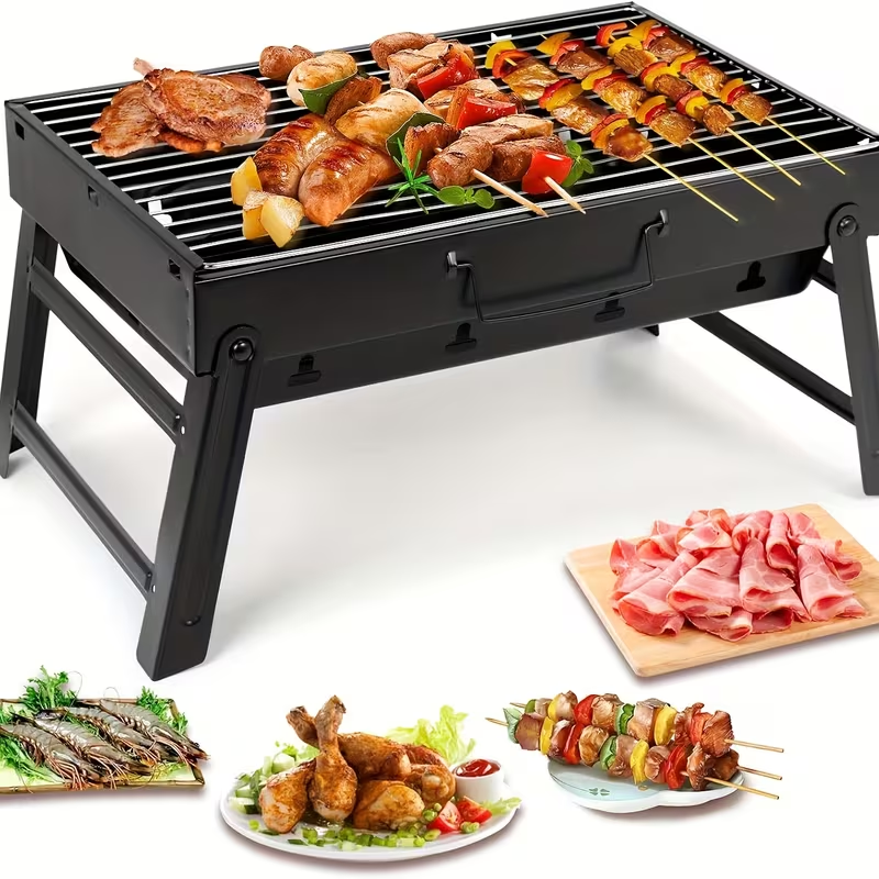便携迷你木炭烧烤炉 桌面小型烤肉架 野餐露营专用 BBQ 烤架