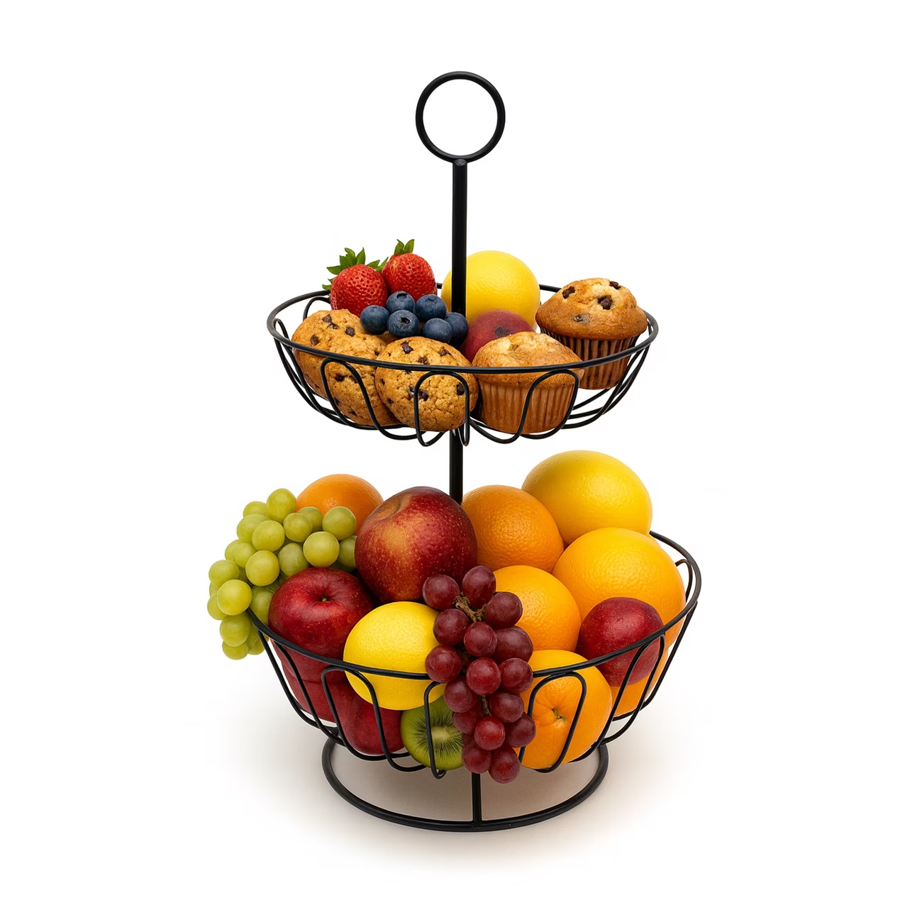 Double-layer black fruit and vegetable storage basket