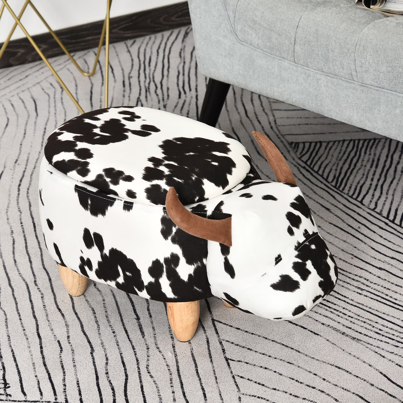 Animal modeling with storage shoes changing low stool cushion footstool living room animal wind storage bench monochrome size 62 × 35 × 36cm