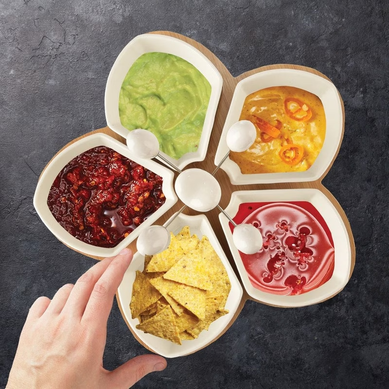 White ceramic snack bowl, 28.5cm in diameter, 10-piece set