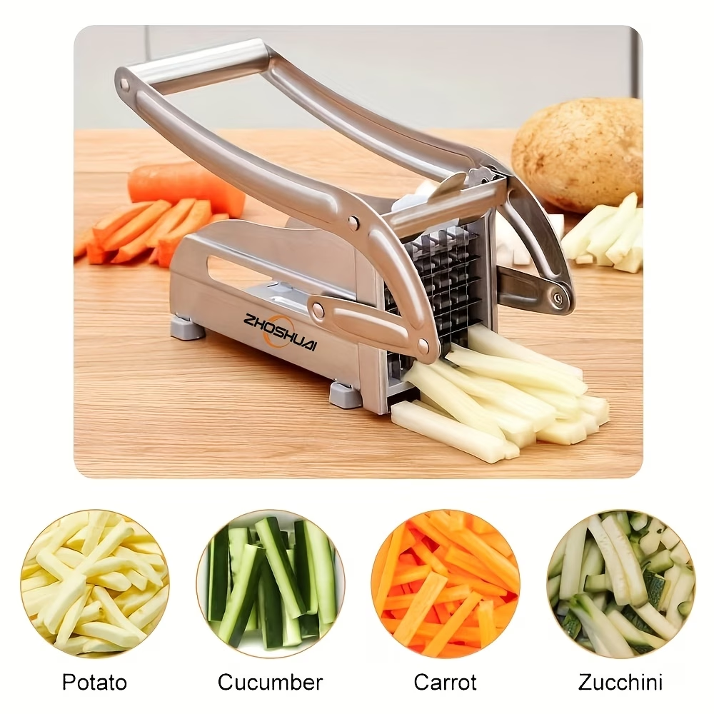 Stainless steel manual fruit and vegetable slicer (including blade) | Fast slicing potatoes, onions and carrots; Both domestic and restaurant commercial