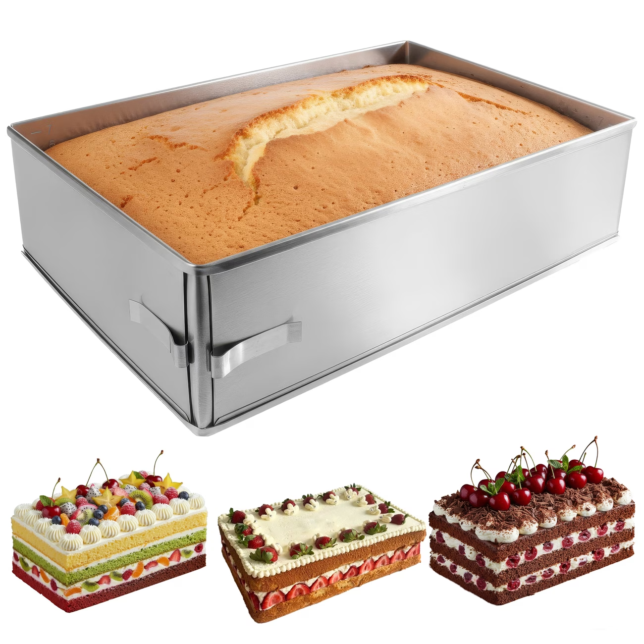 Adjustable rectangular baking frame | Stainless steel baking tray, 8cm high, suitable for lasagna cake, flat cake