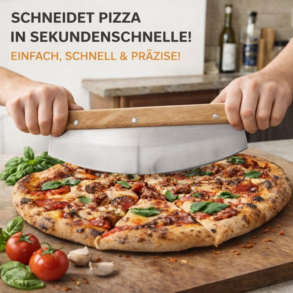 32cm pizza Shaker, solid stainless steel blade with protective knife cover, safe storage