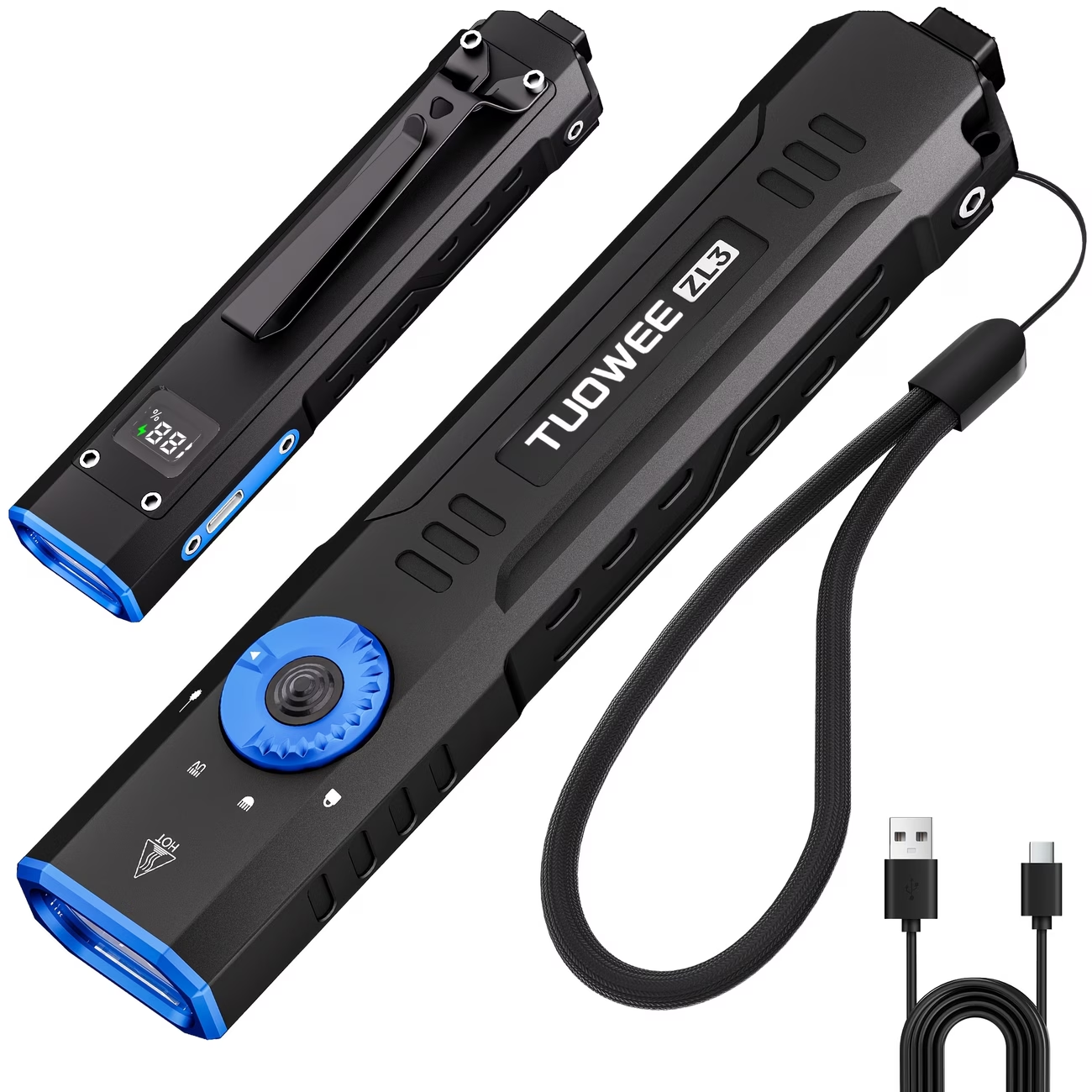 1500-Lumen Flat Tactical Flashlight, 3-Light Source EDC Multi-Function Flashlight, High-Brightness White Light, UV365 Ultraviolet, Essential for Home, Outdoor Adventures, And Leisure - Suitable for Multiple Scenarios, Rechargeable