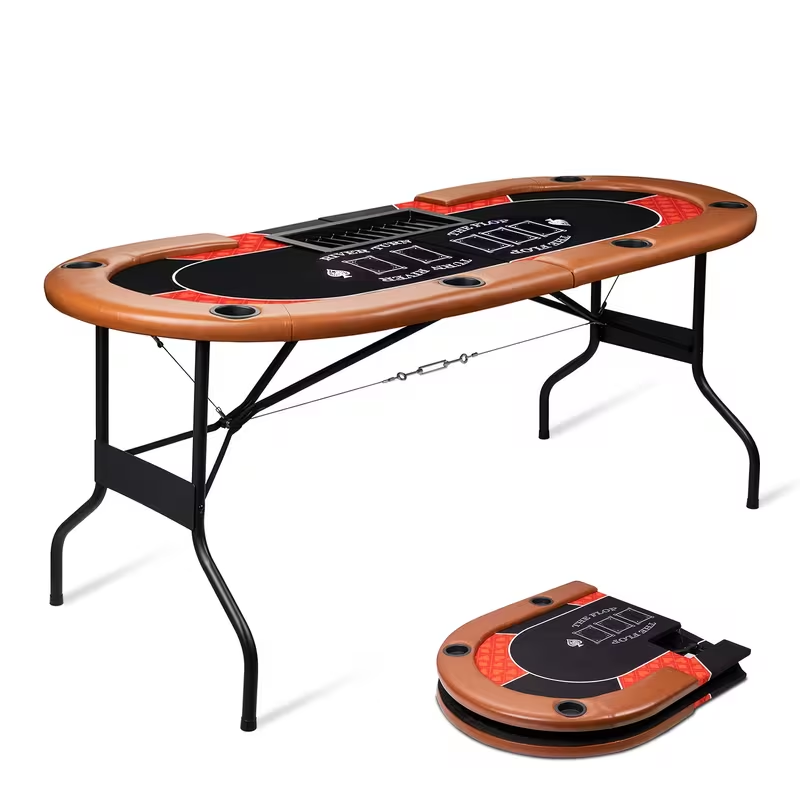 折叠扑克桌 尺寸 182×82×71cm 可供 6-8 人使用 适用于家庭、游戏室娱乐