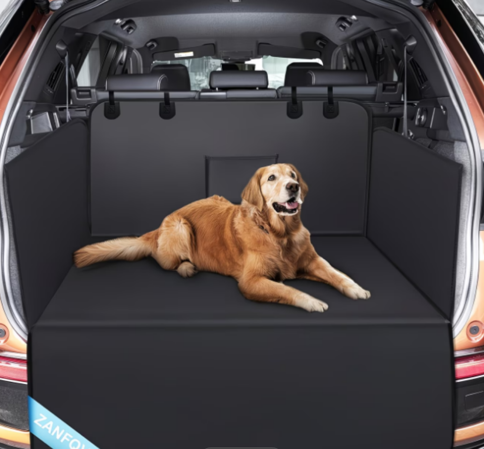 Dog car trunk mat protective cover, anti-skid pet cargo cover, scratch-resistant wear-resistant washable trunk cover mat, suitable for travel, general-purpose small Truck/SUV, black, travel-friendly dog bed mat with storage bags and protective Mud Block