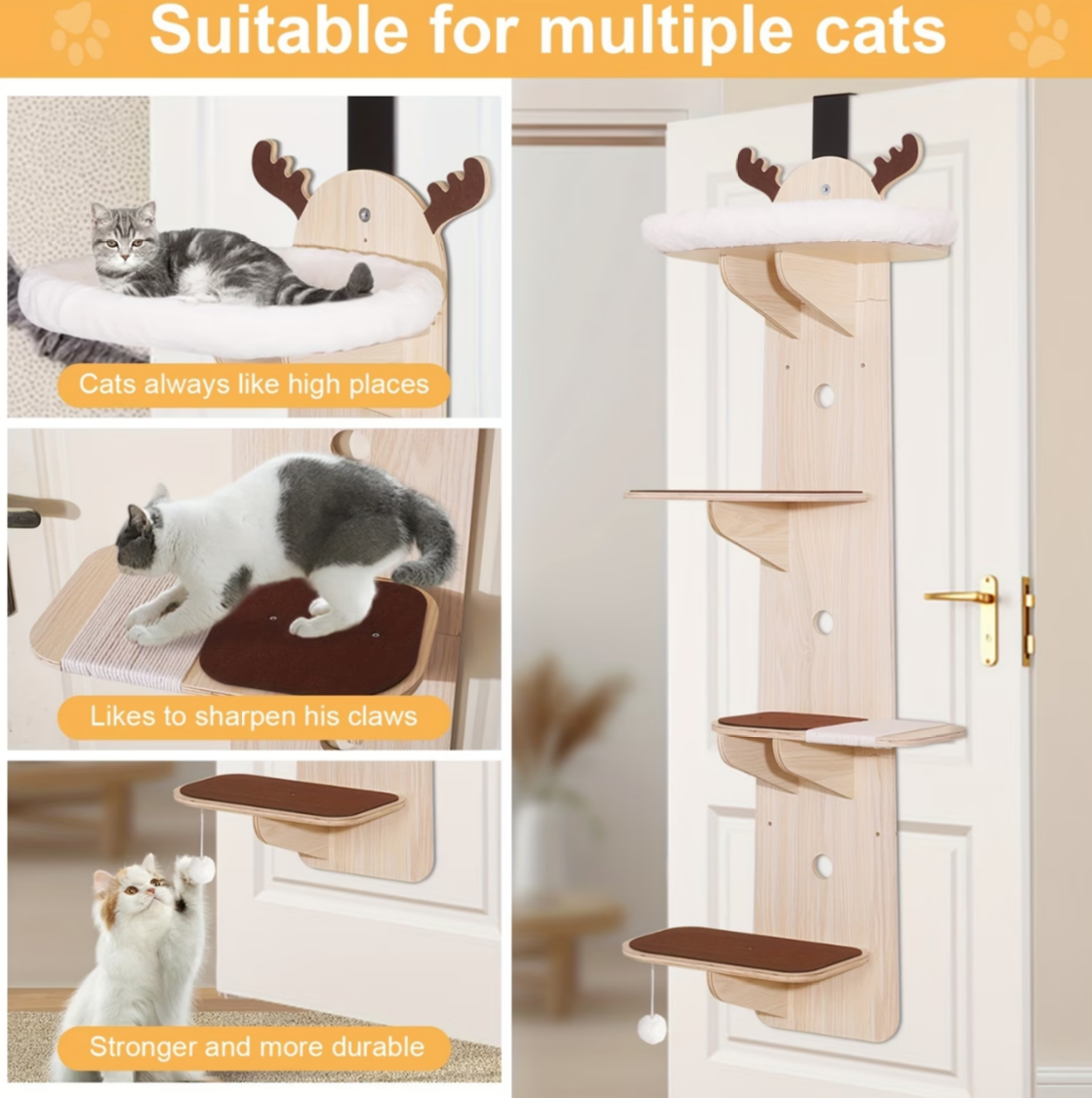 多猫适用猫爬架 带猫窝木质猫爬架