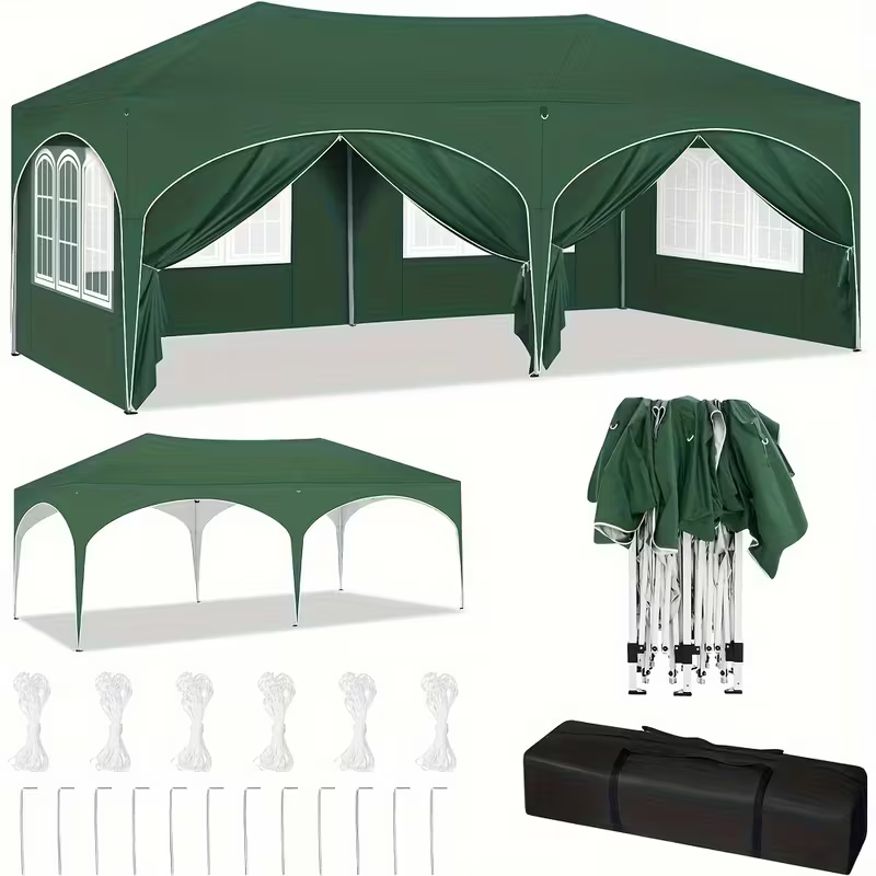 1 件装户外 pergola 顶篷，折叠凉亭帐篷，UV50 + 防紫外线防晒，加固耐用便携遮阳棚；适用于花园、露营、泳池边；搭建简便，轻量化，配有收纳手提包，尺寸 3×6 米