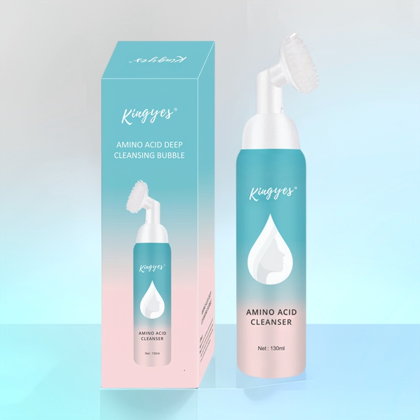limpiador facial Limpiador de espuma Limpiador facial de aminoácidos con cepillo de limpieza facial para hombre y mujer