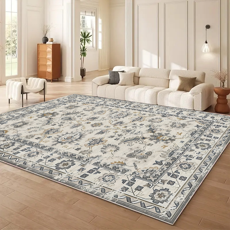 Retro gray style flower art carpet light luxury living room space narrator soft style can also improve the home texture level 5 * 7ft Cashmere-like washed bottom
