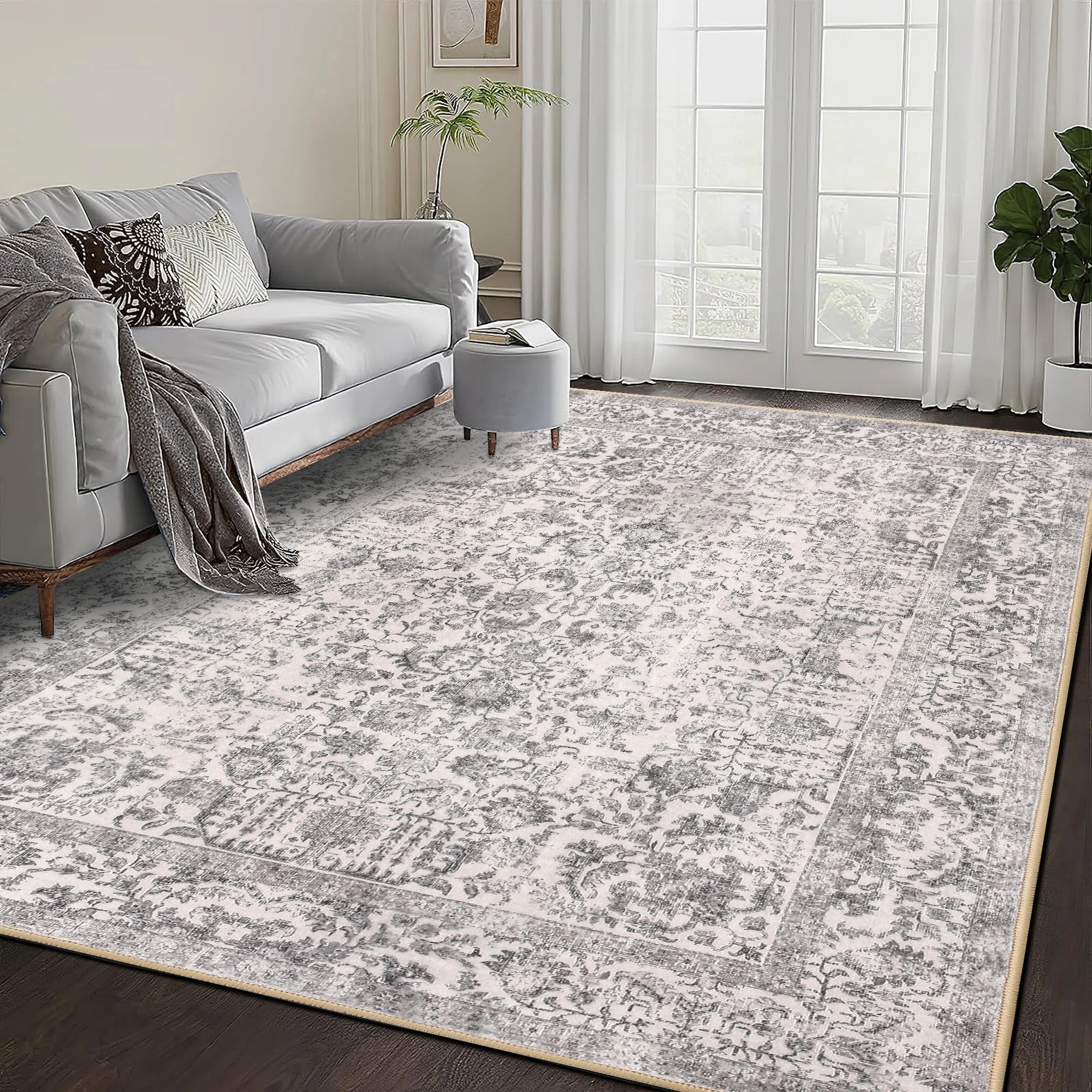 Vintage Oriental Area Rugs for Living Room Bedroom Dining Room Farmhouse Distressed Rugs Machine Washable non-slip