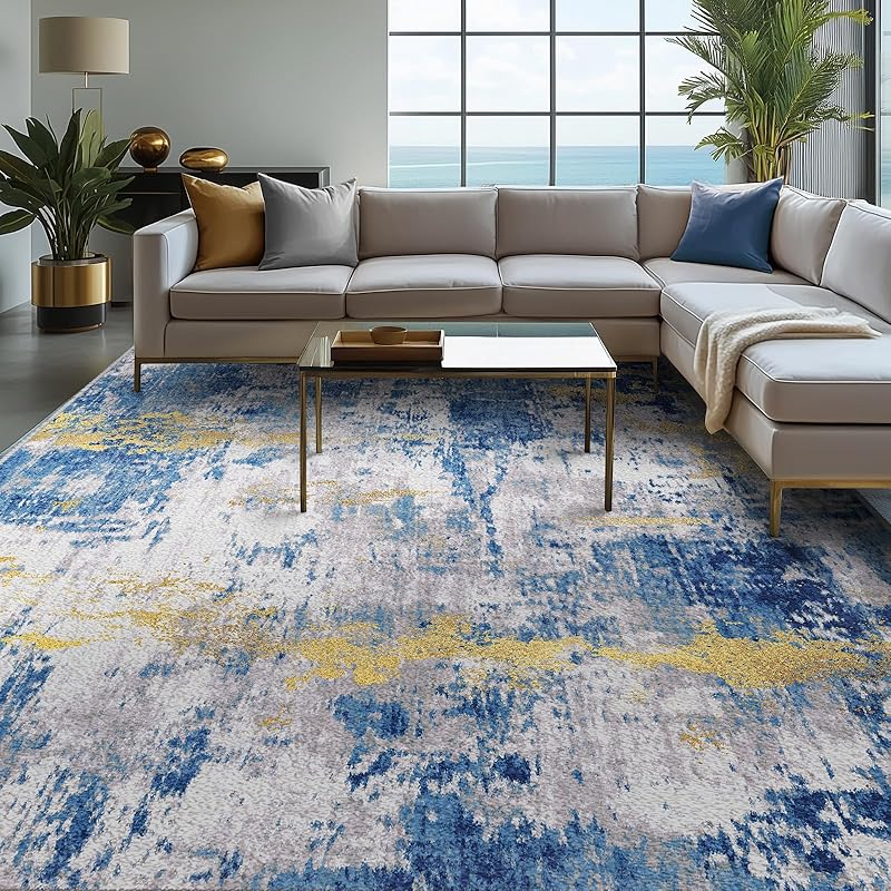 Washable Area Rugs Non-Slip Modern Abstract Soft for Living Room Entryway Bedroom Nursery, Print Pattern