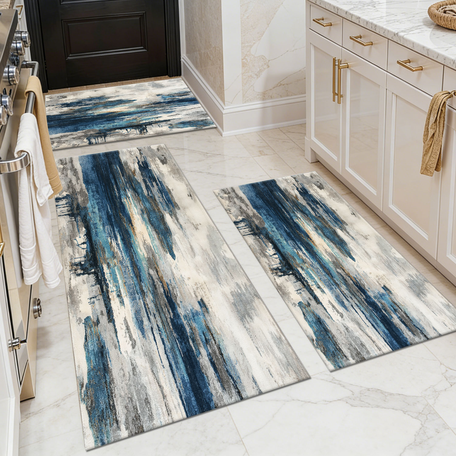 定制图案客厅地毯三件套，仿羊绒+水洗底