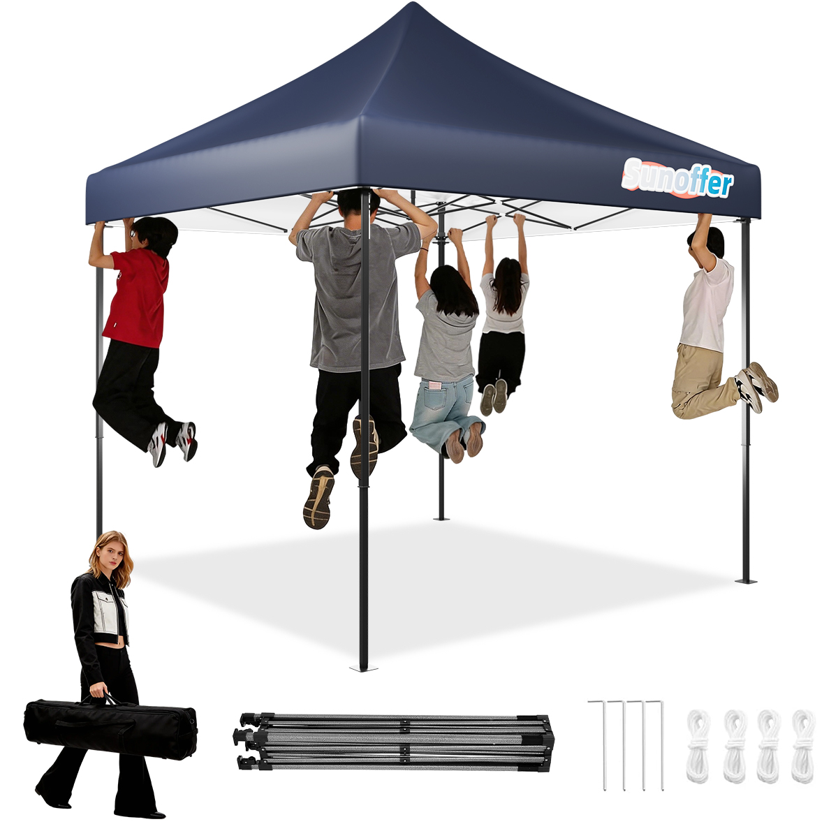 Tenda dobrável para proteção solar, tipo gazebo, 2*2 metros, reforçada e impermeável, fácil de montar, ideal para festas, praias, jardins e acampamentos.