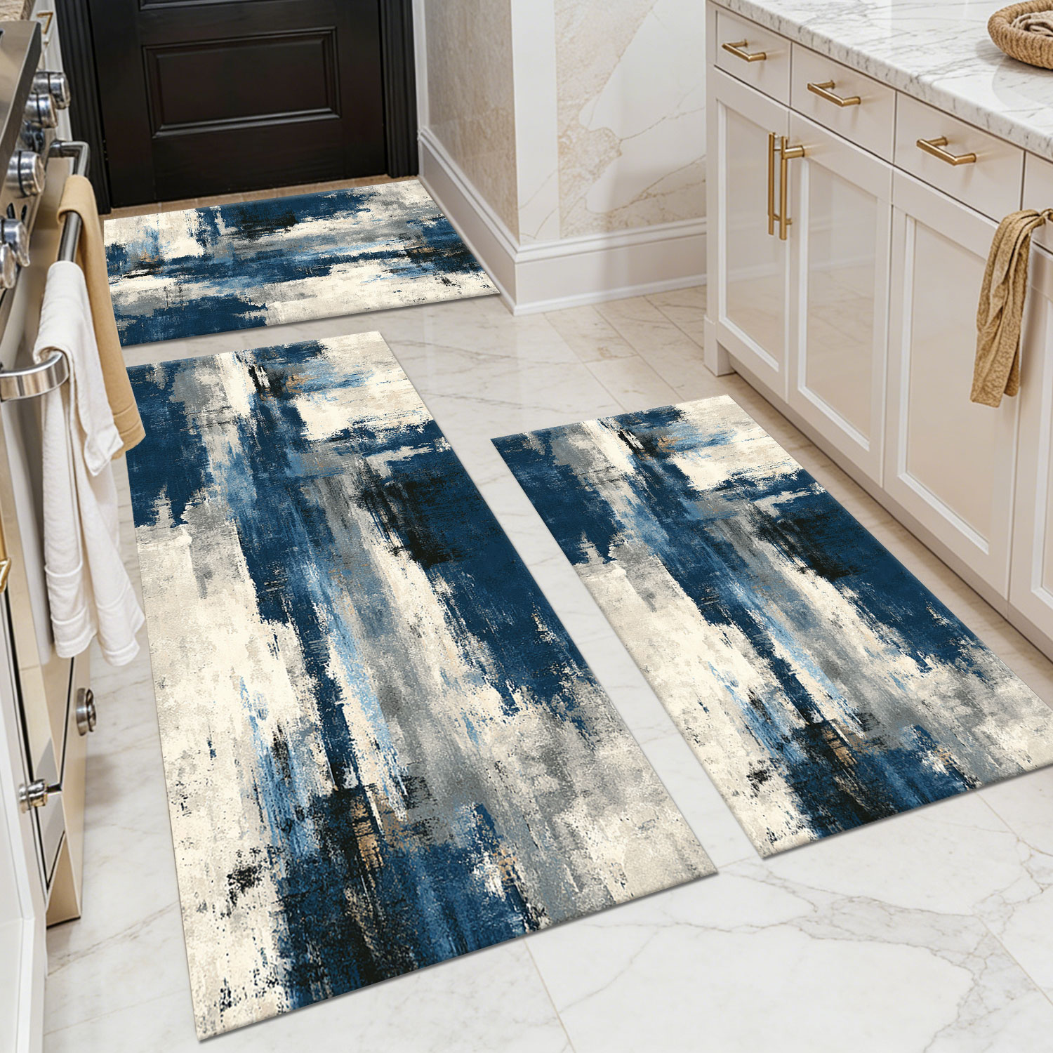 定制图案客厅地毯三件套，仿羊绒+水洗底