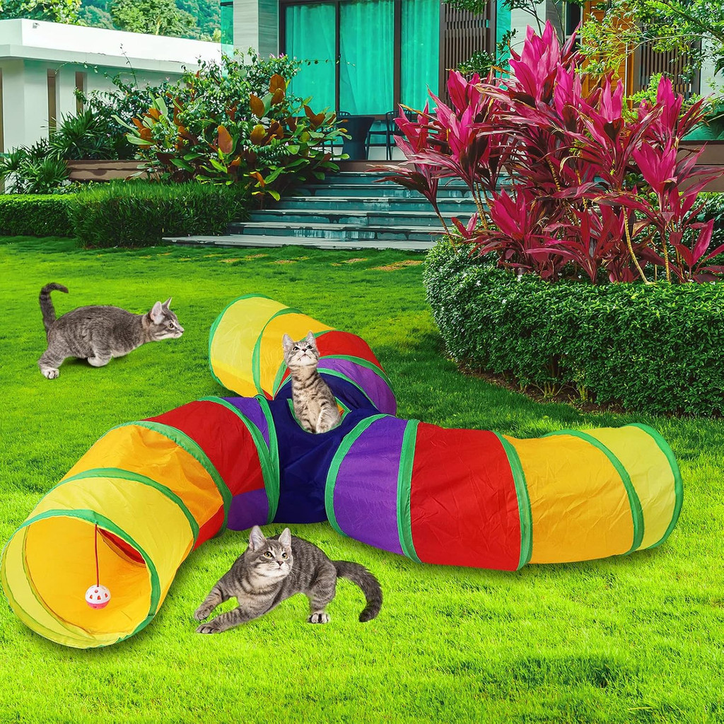 可折叠猫隧道管，互动趣味训练玩具，适合小猫、小狗、猫咪，宠物用品，猫咪配件。