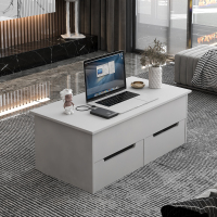 Function Home 现代升降顶咖啡桌，带抽屉和隐藏隔间的现代储物咖啡桌，升降顶鸡尾酒桌，带木制升降桌面的中央桌子，白色