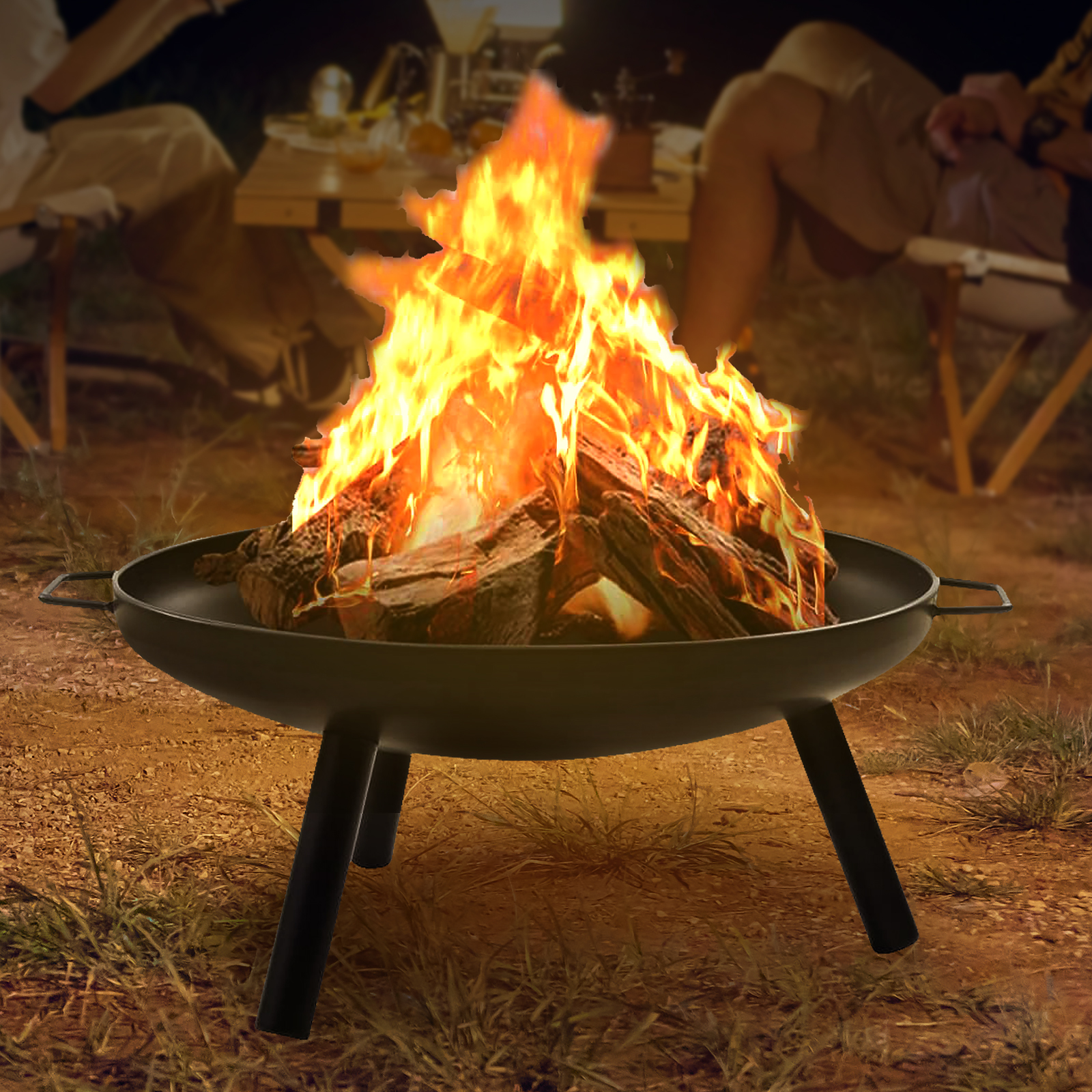27.6 英寸火坑 露台花园壁炉烹饪烧烤野营烧烤