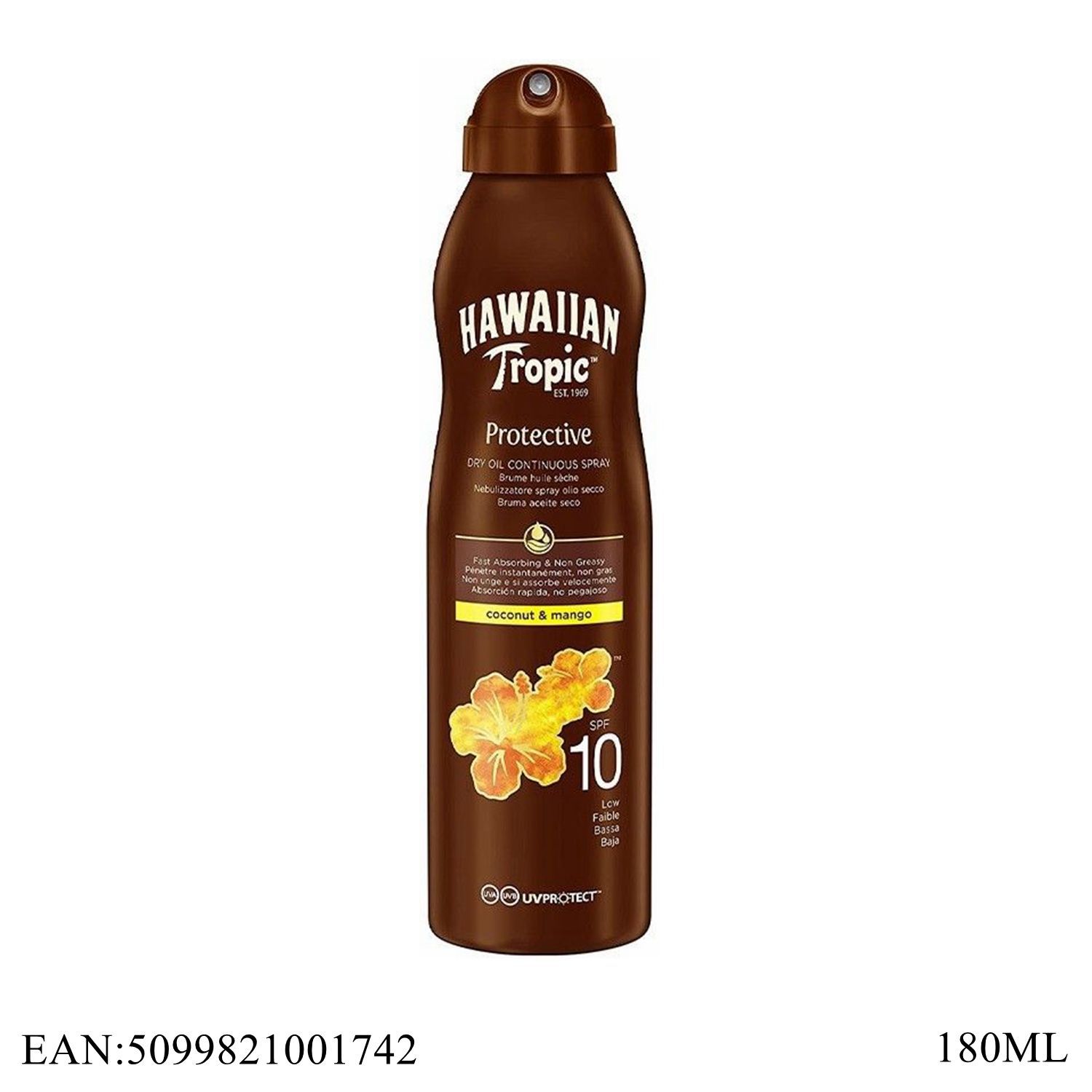 HAWAIIANTROPICSPRAYSUPERABBRONZANTECOCONUT&MANGOSPF10180ML晒黑喷雾HAWAIIANTROPIC