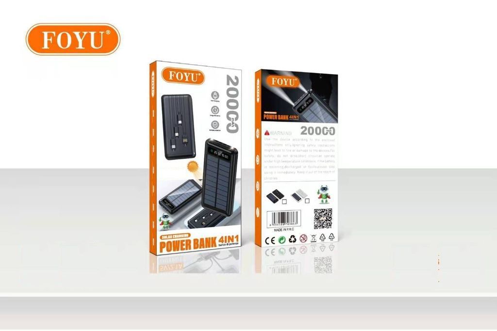 FO-9003 太阳能三线充电宝 FOYU POWER BANK CON 3 FILO SOLARE 20000mAh FO-9-03