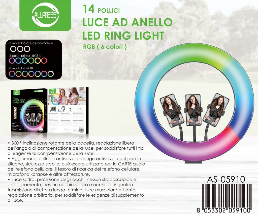 AS-05910 14寸RGB 补光灯+支架 DRIWEI AS-05910 LUCE AD ANELLO