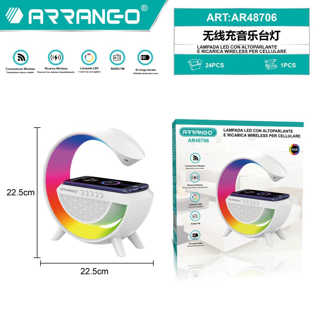 无线充音乐台灯 LAMPADA LED CON ALTOPARLANTE E RICARICA WIRELESS PER CELLULARE