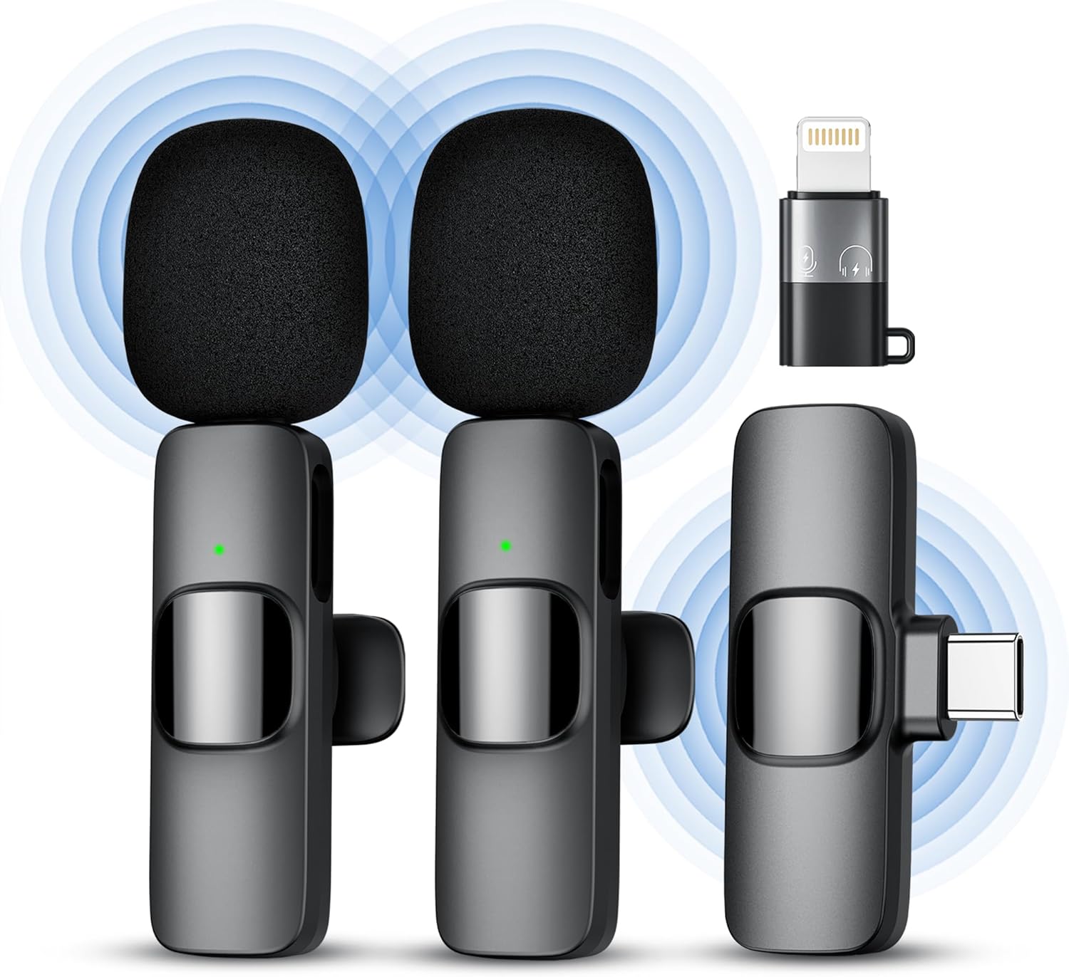 无线领夹收音麦克风一拖二（Lightning接口) MICROFONO LAVALIER WIRELESS Lightning