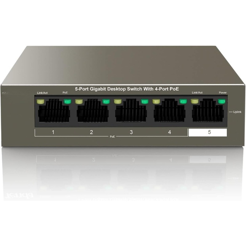 *TEG1105P-4-63W 交换机带4个PoE Switch PoE unmanaged 5 port, 4 PoE