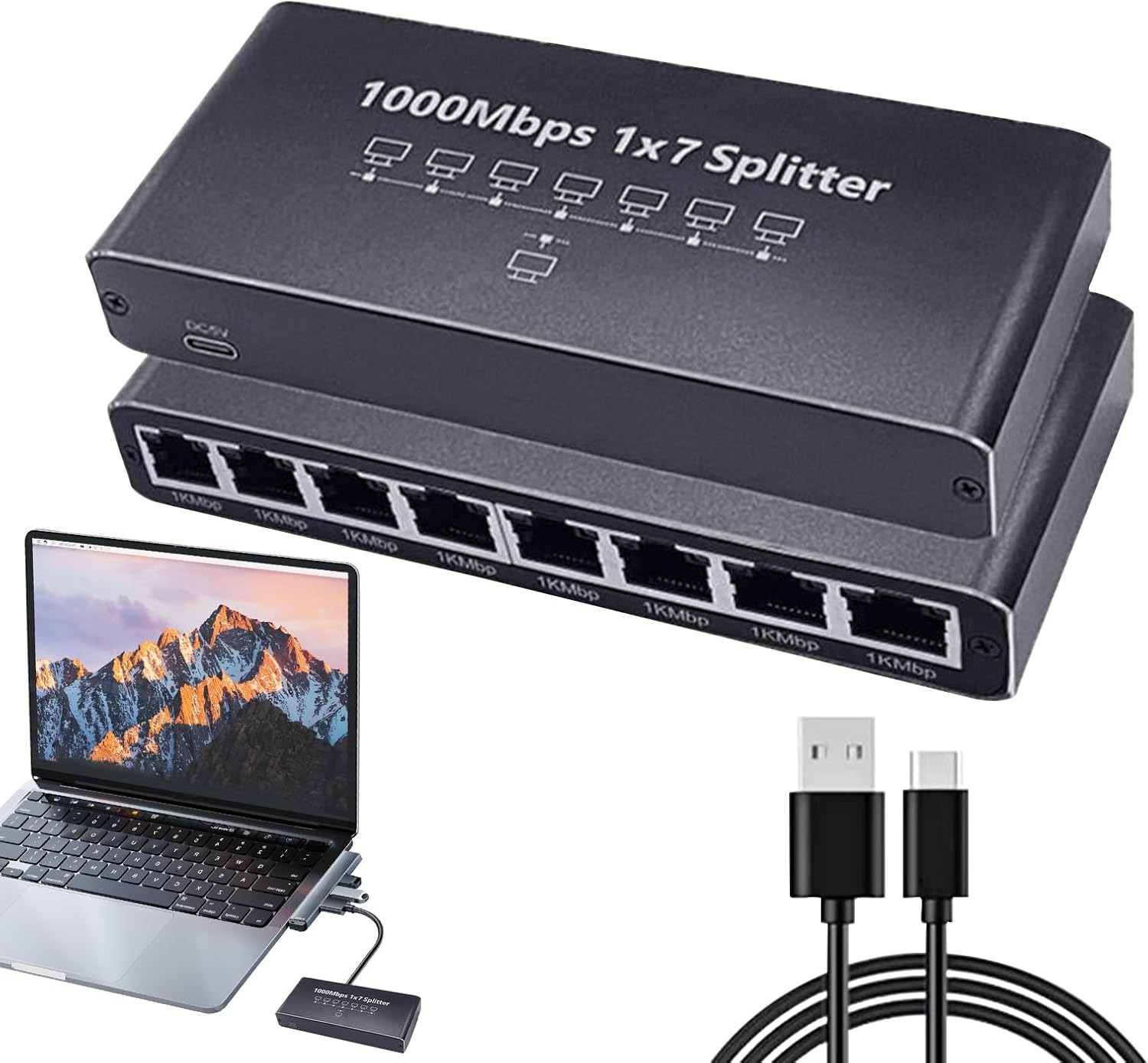 长壳千兆网络一分七 SWITCH ETHERNET7PORTE