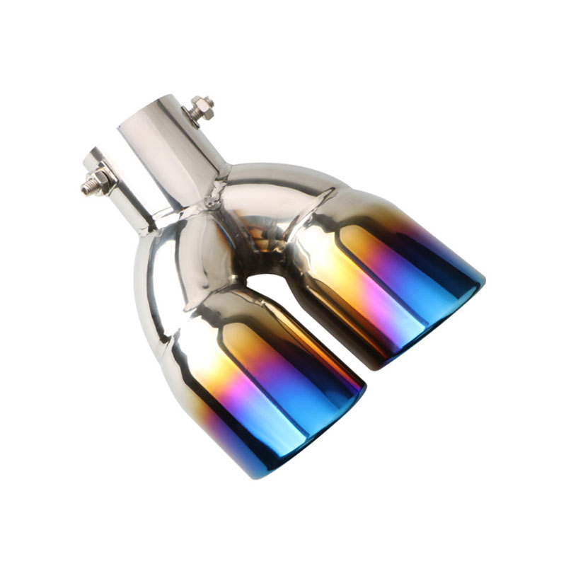 汽车一出二尾喉通用改装彩色弯款排气管个性装饰不锈钢排气管尾喉
