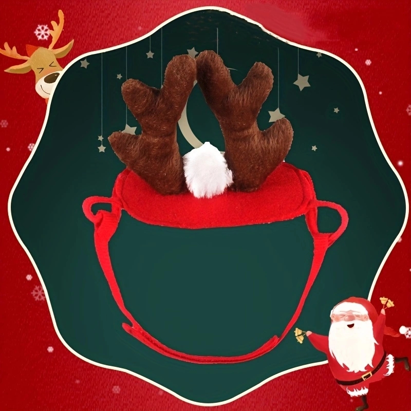 圣诞节日宠物装扮 鹿角发箍可调节粘贴帽子装饰 狗狗猫咪头饰宠物用品