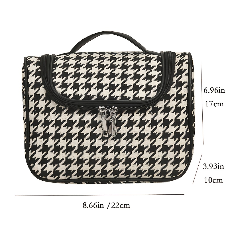 包包女新款千鸟格简约时尚超大容量洗漱包收纳包手提化妆包