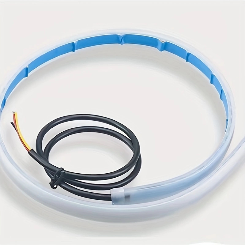 Car LED ultra-thin day running light two-color water belt turning tear light headlight decorative light strip silicone light guide strip