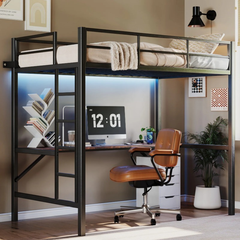 【小户型救星】现代简约 LOFT 高架床 带衣柜书桌组合 上床下柜省空间 家用卧室儿童房多功能储物床