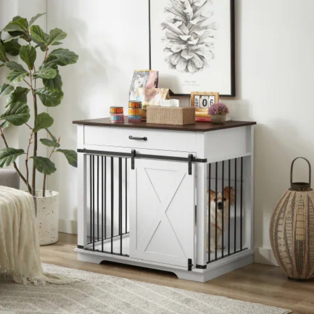 单拉式室内宠物笼 - 白色