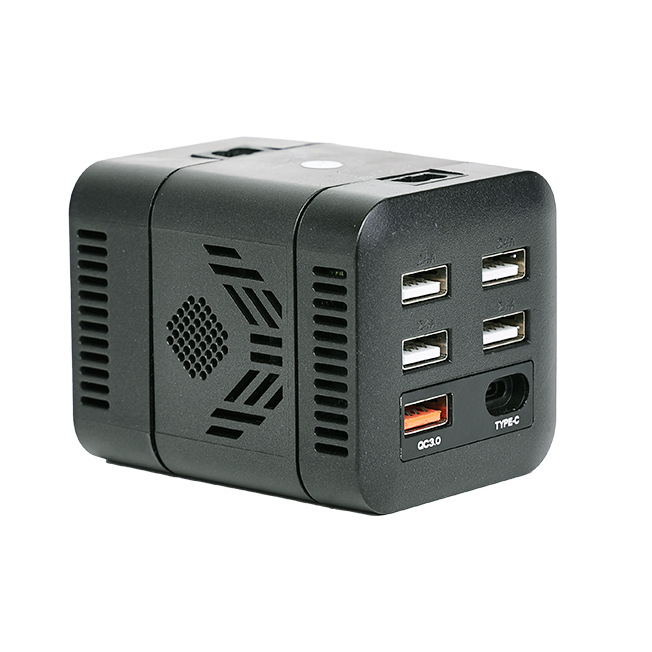 蓝科车仆车载逆变器12-24V转220V全新150W QC3.0快充魔方插座批发