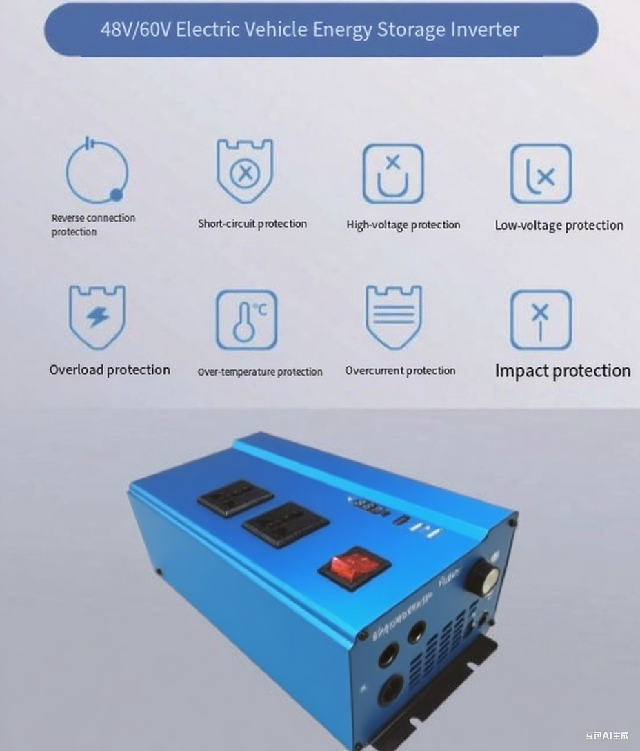 纯正弦波家储充电逆变器2000W/12V转220V转换器