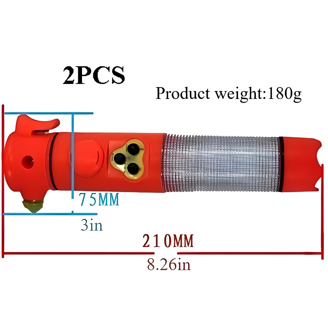 带手电筒的红/黄色多功能汽车安全锤BT6115