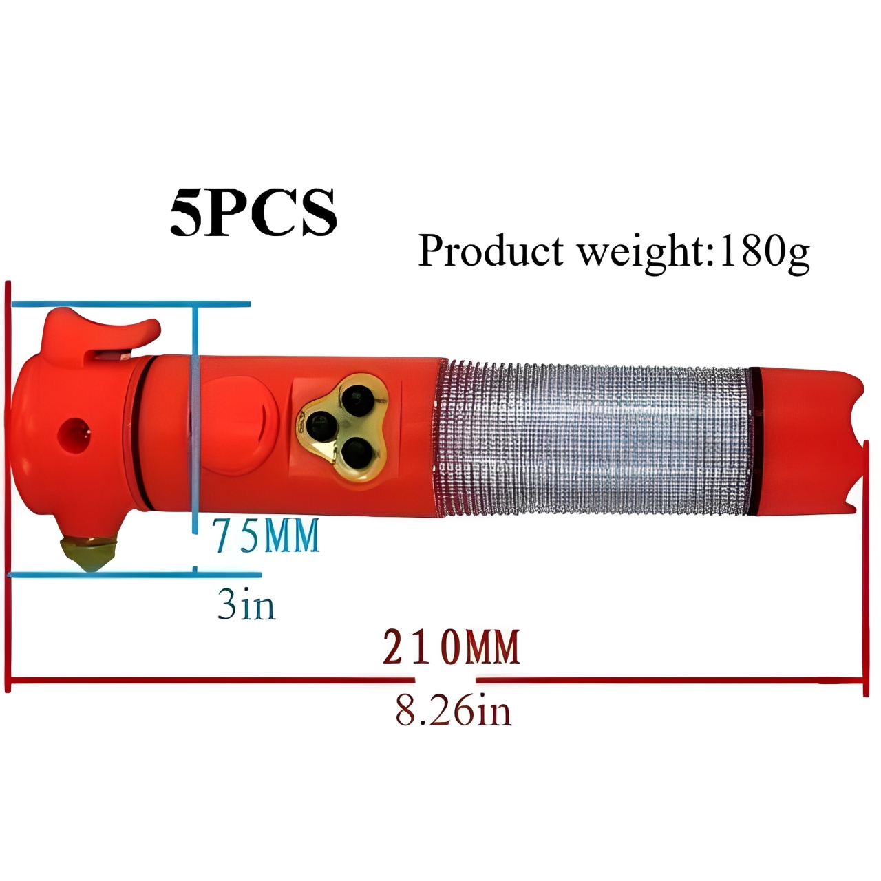 带手电筒的红/黄色多功能汽车安全锤BT6115