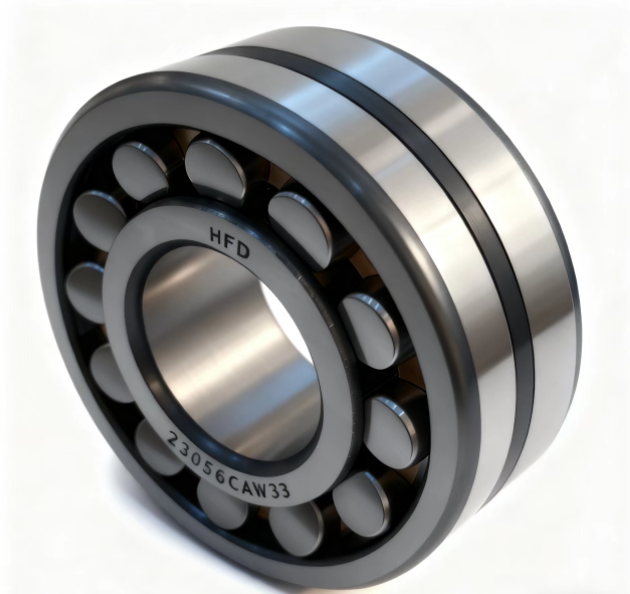 23056CAW33, 品牌HFD, 调心滚子轴承，高端轴承，原材料:铬钢Gcr-15, 应用行业：冶金、矿山、水泥、风电、石油化工、工程机械、港口机械、造纸等重工业领域; 配套设备：球磨机、水泥窑液压挡轮、回转窑、破碎机、振动筛、风电转子、起重机/输送机、工业齿轮箱等。