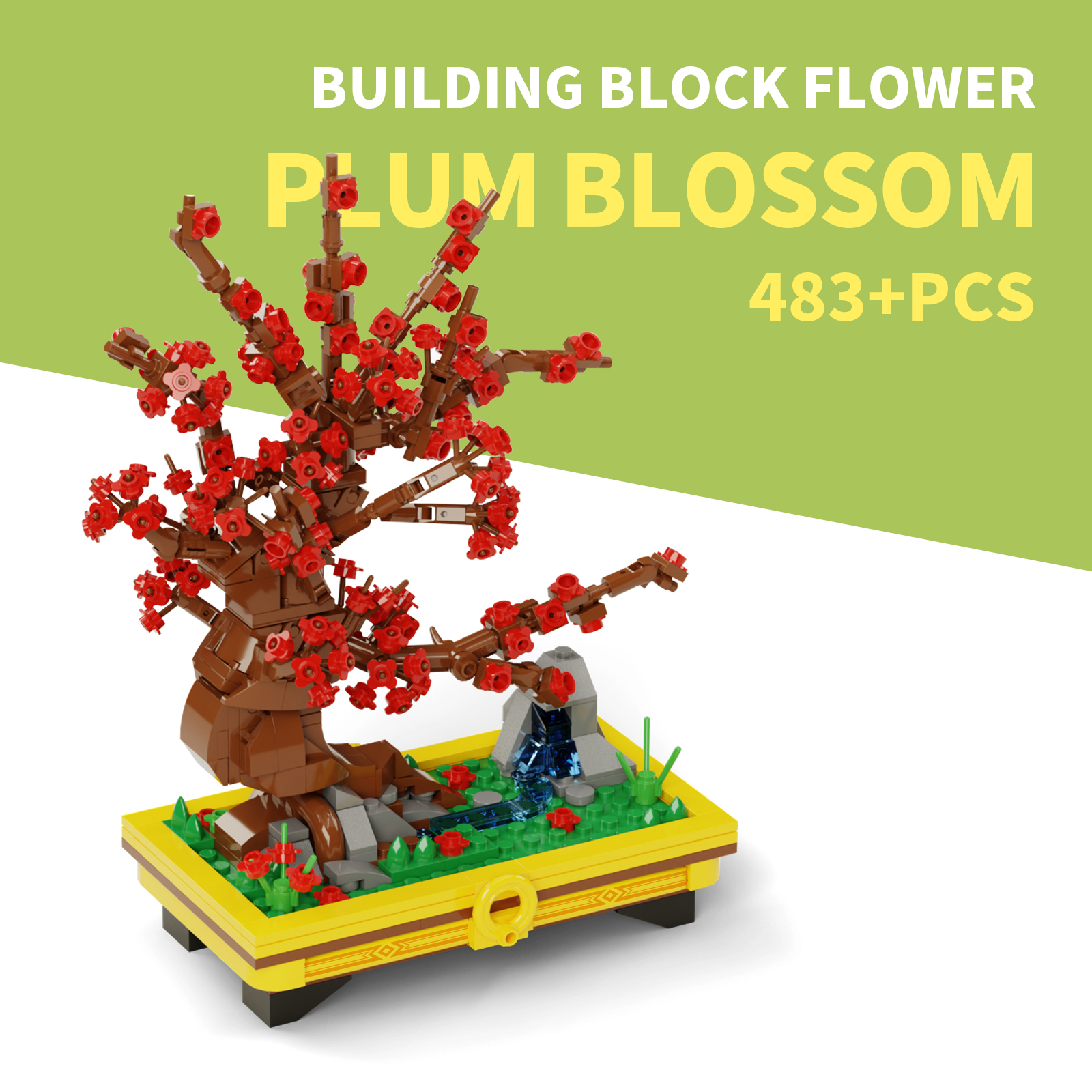 小颗粒积木花套装DIY家居装饰盆栽花卉植物建筑玩具女孩礼物