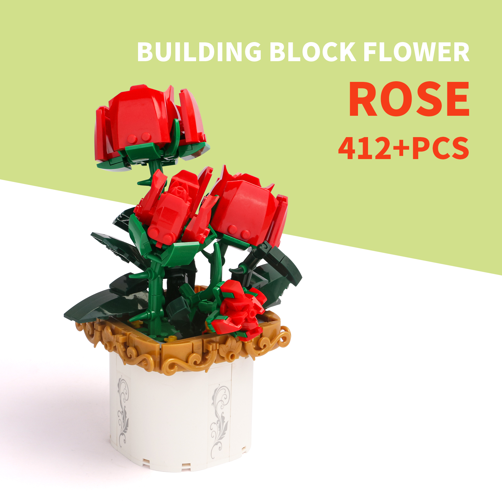 小粒積み木花セットdiy家庭装飾鉢植え花卉植物建築玩具少女プレゼント