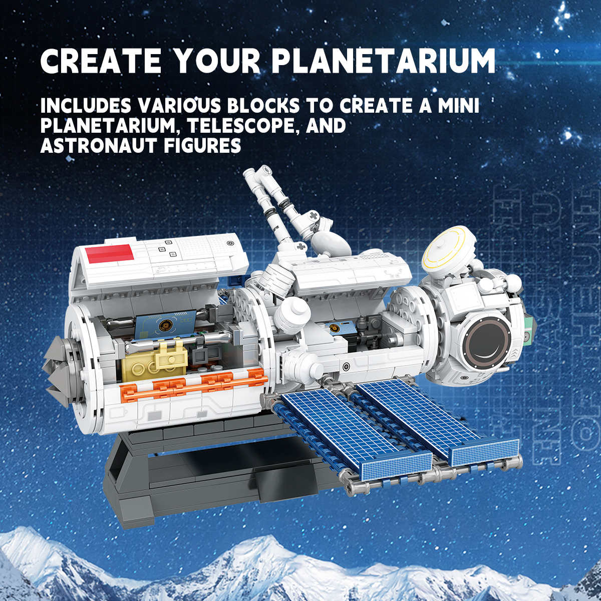 Spacecraft model building block set, small particle assembly, suitable for children and adults, home decoration aerospace gift recommendation