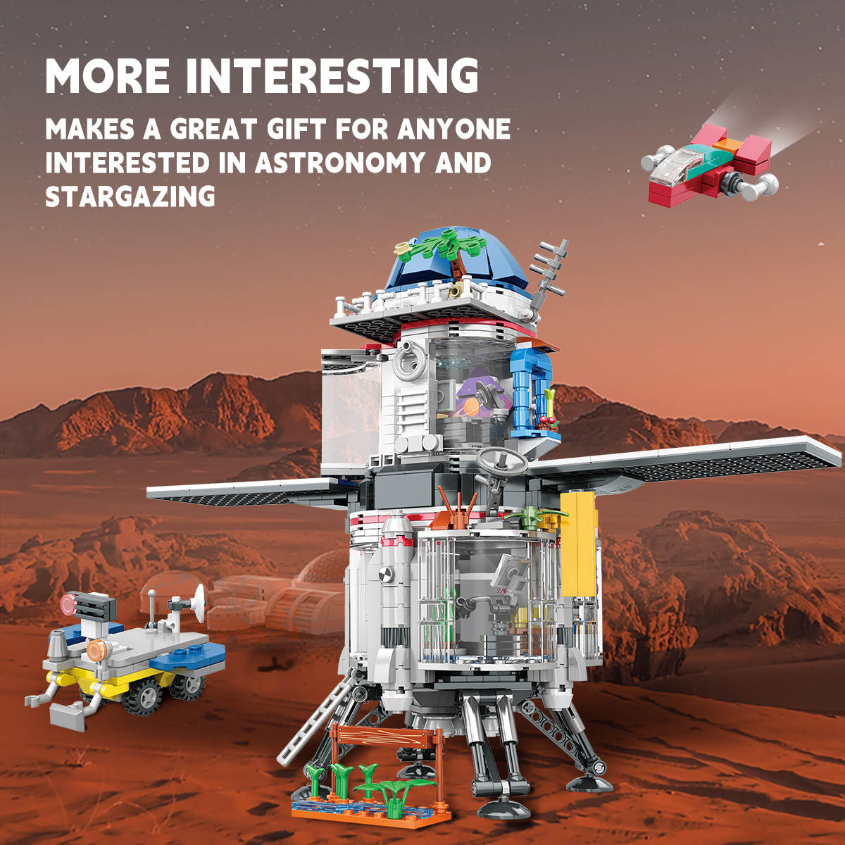 航天器模型积木套装，小颗粒组装，适合儿童及成人，家居装饰航空航天礼物推荐